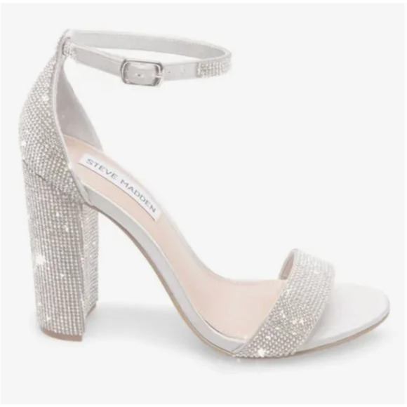 Steve Madden Carrson Heels 8 Jewel Rhinestone Pump Sandals Glam Cocktail - Picture 2 of 8
